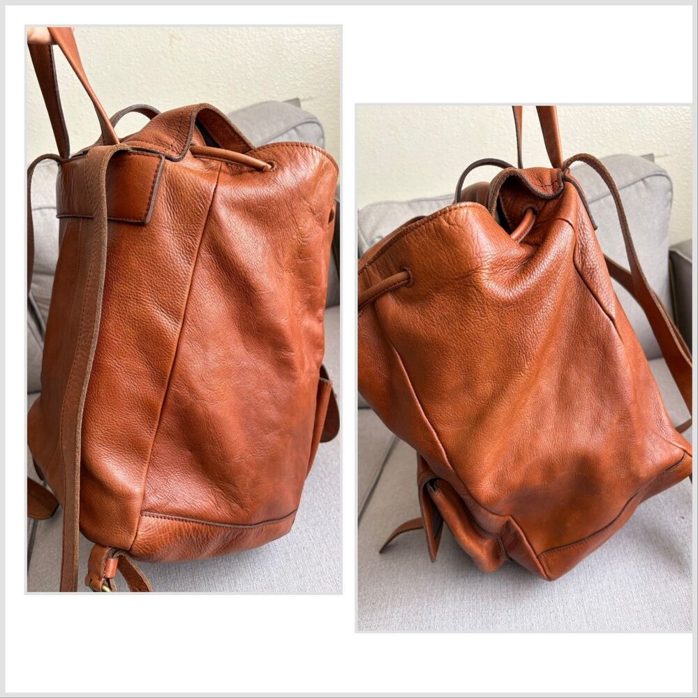 Madewell The Transport Rucksack English Saddle Brown Real Leather Large Backpack - Picture 4 of 8